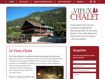 Le Vieux Chalet logos websites work in progress