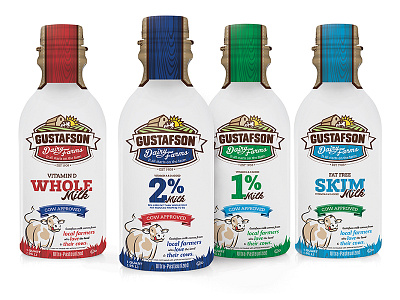Updated Gustafson ESL Bottles dairy dairyfarms design florida illustration local milk packaging