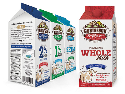 Updated Gustafson Milk Cartons dairy dairyfarms design florida halfgallon local logo milk packaging