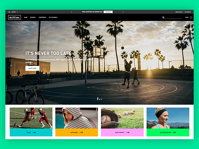 Active Sports Wear Website - Homepage clean clothing design home homepage landing landing page landingpage minimal page site sports uidesign uiux uxui wear web web site webdesign website