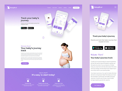 BabyBind App - Landing Page android app baby branding clean design healthcare homepage hospital ios landing landing page minimal mother parent pregnancy ui ux web website