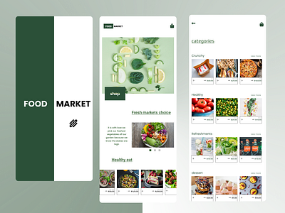 Food-Market mobile UX/UI design. app branding clean design food graphic design illustration logo mobile first typography ui ux vector vegan web design website women