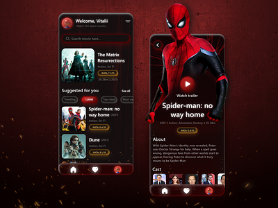 Design for Movie Streaming App 3d app design mobile design movei app red spider man streaming ui ux web design