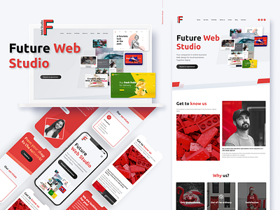 Home Page Design for Web Studio agency branding colors design mobile design red responsive design studio ui ux web design