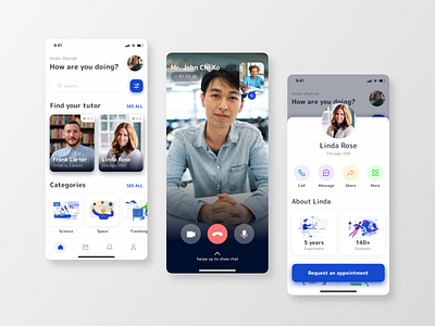 Design for English Club App app blue design english illustration language learning mobile design social study ui ux web design