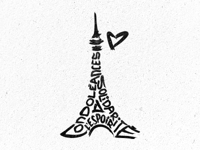 Pray For Paris brush eiffel france heart letter lettering paint paris tower