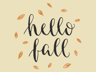 Hello Fall autumn calligraphy custom fall hello leaves lettering logo pattern thanksgiving