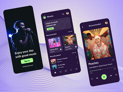 Music App - Dark Mode 3d android app apple music clean dark ui ios app minimal mobile mobile app design mobile app screens mobile apps mobile design mobile ui music music player spotify streaming app ui uiux ux