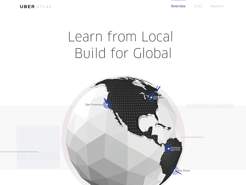 Uber Atlas 360 app content data visualization datavis empathy global globe uber uber design web website