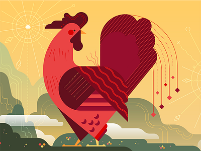 Rise & Shine illustration new year rise rooster shine uber uber design vector warm