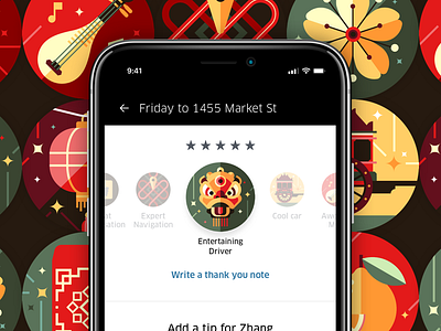 Compliments for Chinese New Year apac celebration chinese new year compliments driver illustration rider thank you uber uber design