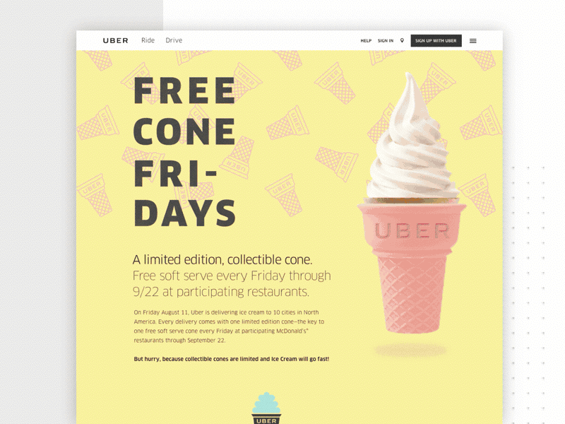 Uber.com - Ice Cream campaign design hero ice cream landing layout uber uber design web website