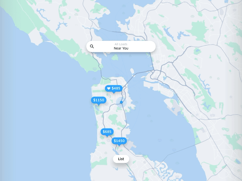 Building A Better Experience for Uber Freight Drivers & Carriers schedule pin search locations stage setting introduction intro app zoom road map ui animation ux experience carriers uber freight