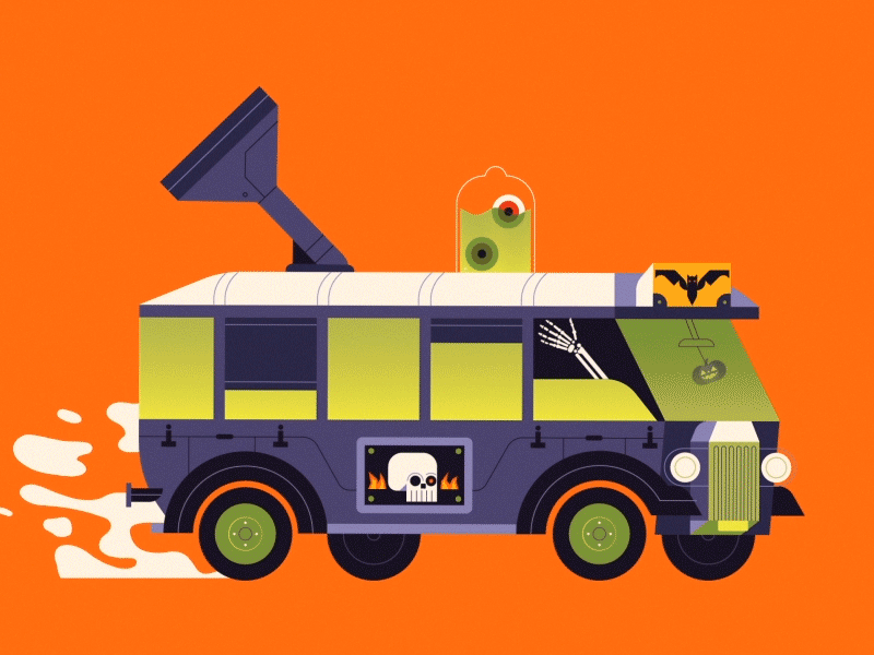 Happy Halloween animation bat bus candy halloween holiday loop motion spooky uber uber design