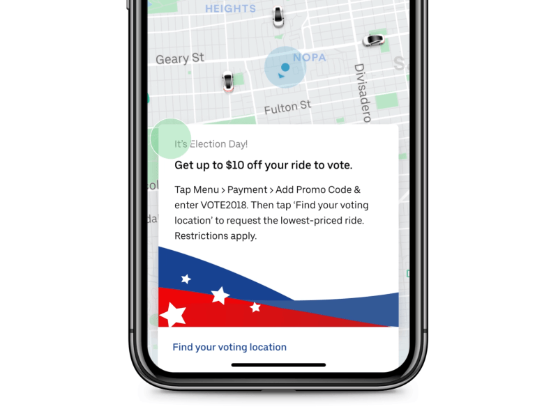 Uber Drives the Vote america animation app democracy election day gif illustration motion product design rider uber uber design ui ux vote