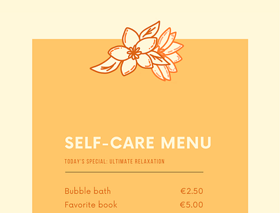 Self-Care Menu design graphic design illustration typography