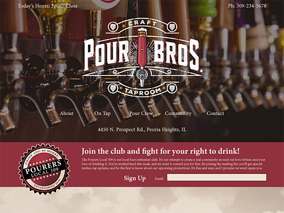 Pour Brothers home page landing page pub website responsive ui uiux ux web design