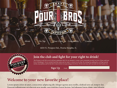Pour Brothers Rebound! home page landing page pub website responsive ui uiux ux web design