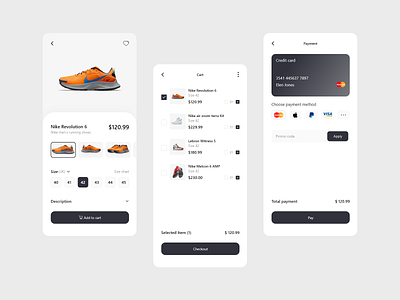 Shoe purchase app app branding design graphic design interactiondesign ui uiux ux