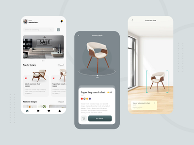 AR Based furniture purchase app app design ar graphic design productdesign ui uiux ux design vr