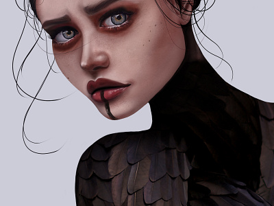 Birdy girl🪶 artwork digital digitalart digitaldrawing hyperrealism illustration pencilpainting portrait