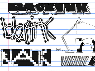 Black Ink 1 black and white doodle ink lettering logo paper pen sketch