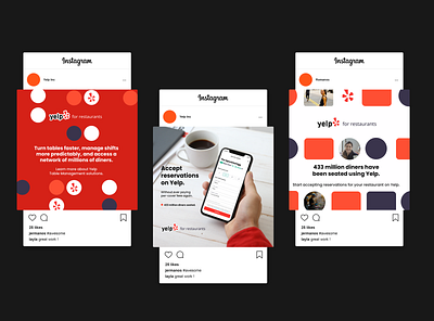 Yelp Social Media Posts art branding graphic design illustration instagram media posts social ui vector