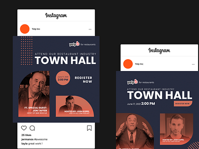 Yelp Inc Town Hall Social Media Ads ads color design graphic design illustration instagram logo podcast social media vector