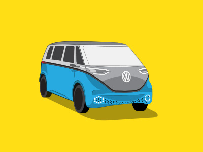 Buzz car eco electric illustration social media. vector volkswagen