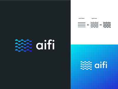 Aifi Logo Exploration 2 branding communication concept graphic design identity logo minimalist retail simple smart store technology waves