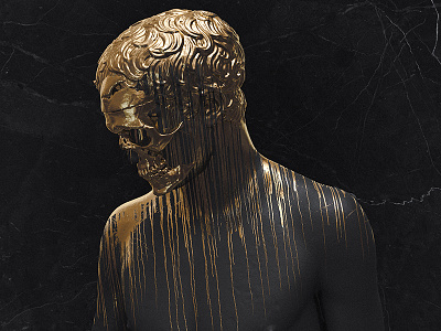 Carpe Noctem I 3d billelis black engraved gold latin ornate pattern skull statue vector