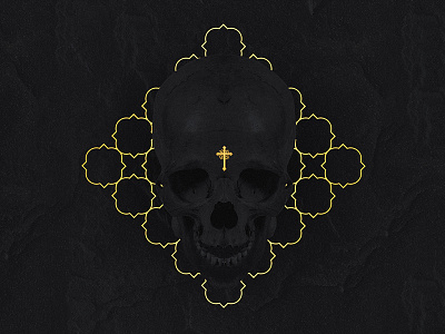 Carpe Noctem 3d billelis black engraved gold ornate pattern skull statue symmetry vector