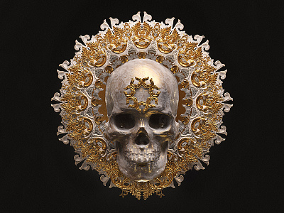 † Mandala † 3d billelis black engraved gold ornate pattern skull statue tattoo vector