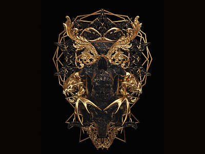 † Hairesis † 3d art billelis gold icon illustration ornate skull symmetry