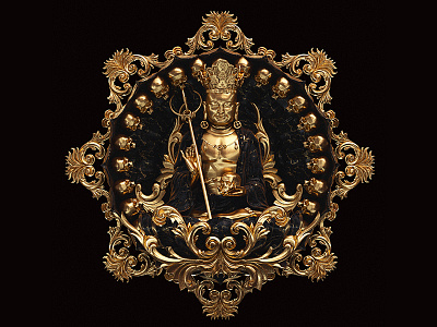 † Hairesis † 3d art billelis gold icon illustration ornate skull symmetry