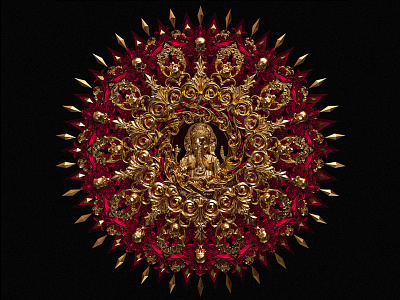† Carpe Noctem II † 3d art billelis gold icon illustration ornate skull symmetry