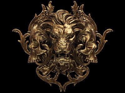 † Carpe Noctem II † 3d art billelis gold icon illustration ornate skull symmetry
