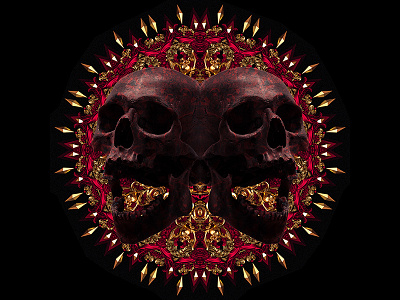 † Heritage † 3d art billelis gold icon illustration ornate skull symmetry