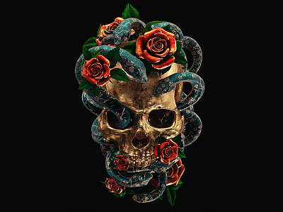 skull and snake wallpaper