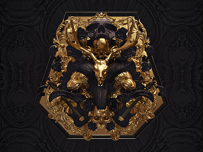 Dynaudio Speakers Key Visual 3d album cover billelis cover art decorative dynaudio gold illustration ornate