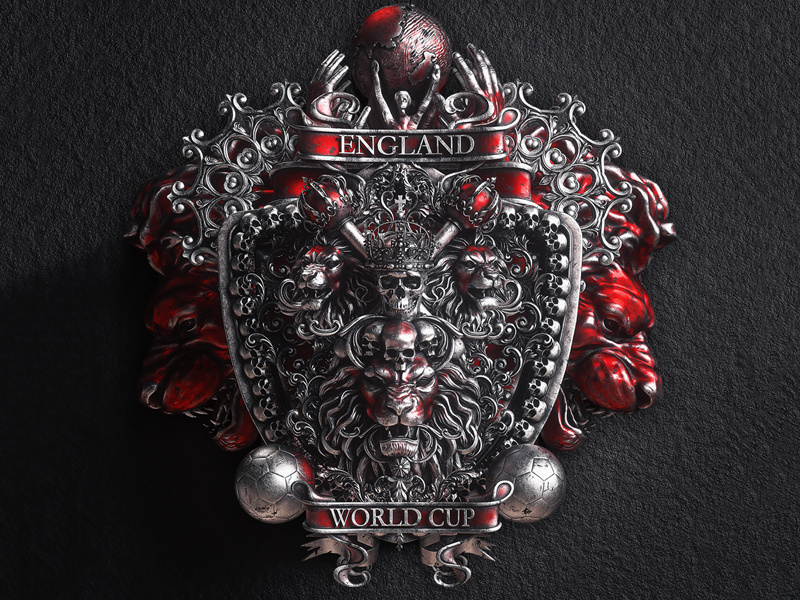 England - Fifa World Cup Russia 2018 billelis 3d illustration geometric symmetry ornate decorative soccer football world cup fifa england