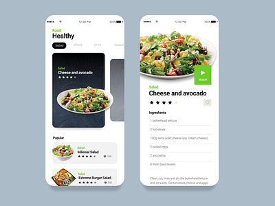 🥦 Food Healthy 🥬 adobe xd app app design card card design concept cooking cooking app design food healthy list salad ui ux