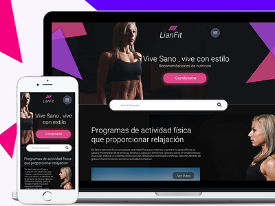 Lianfit Web Responsive fit flat design gym homepage mobile ui ux web web design website
