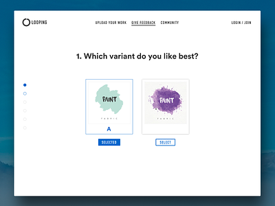Looping.com – Just a Quick A/B! app feedback minimal prototyping