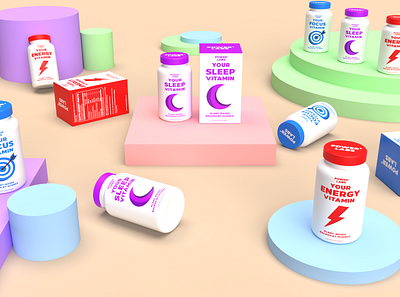 Power Labs Vitamins - Packaging & Branding 3d 3d mockup brand identity branding design fun graphic design illustration logo packaging supplements ui ux vector vitamins web design