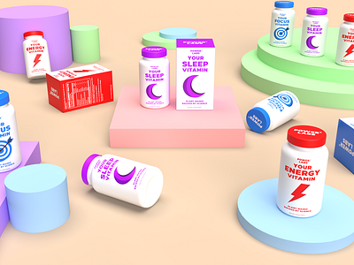 Power Labs Vitamins - Packaging & Branding 3d 3d mockup brand identity branding design fun graphic design illustration logo packaging supplements ui ux vector vitamins web design