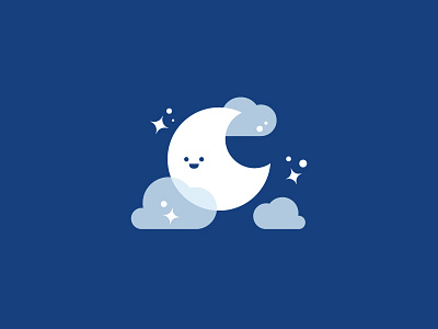Goodnight Moon blue clouds crescent cute fog illustration moon navy night sky space stars