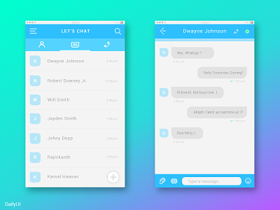 DailyUI - App Direct messaging challenge chat concept daily ui dailyui day013 direct message ui user experience ux