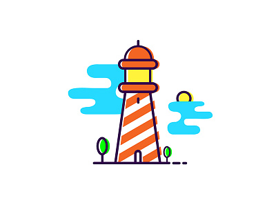 Lighthouse basiccolours flat lighthouse line lineart lineillustration lines