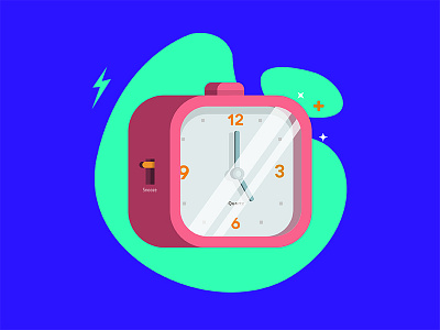Alarm clock alarm blue clock flat glare shades snooze vectordesign